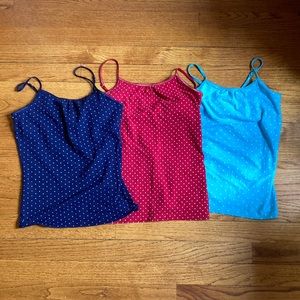 Blue, Aqua, Red cami with built in bra. Cherokee brand